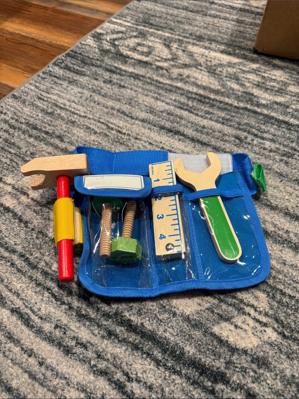 Kids Wooden Tool Belt Set in Blue & Green